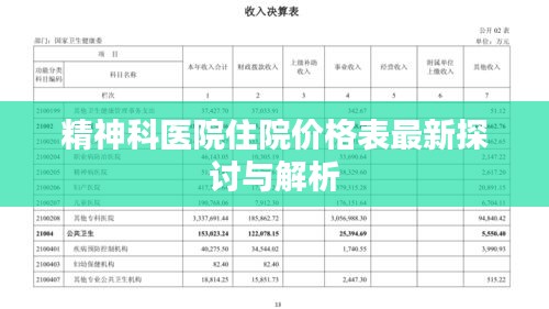 精神科医院住院价格表最新探讨与解析