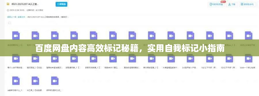 百度网盘内容高效标记秘籍，实用自我标记小指南